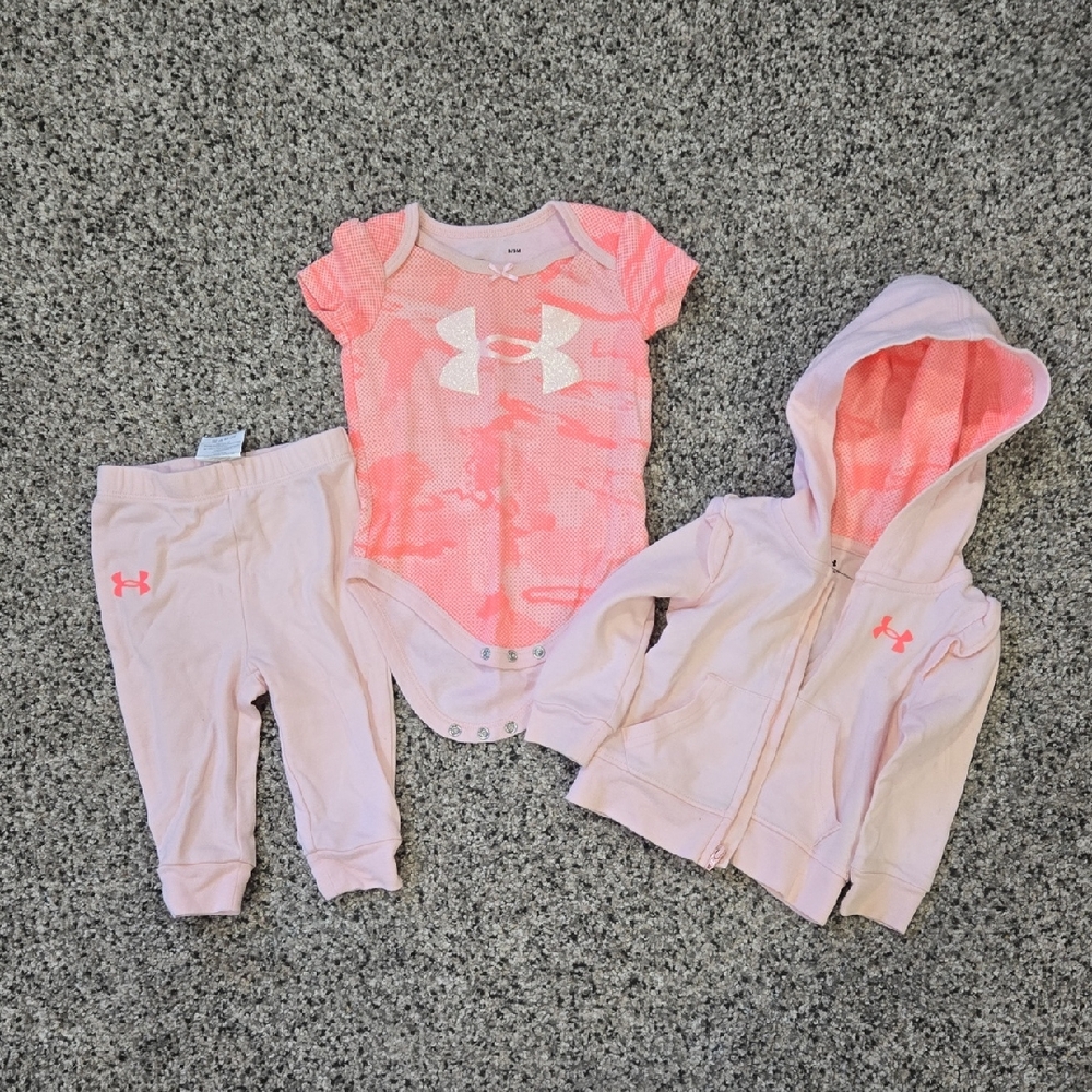 Under Armour Pink Camo Baby Set with Hoodie and Bodysuit